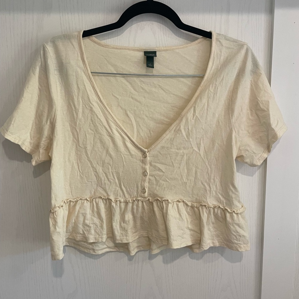 Wild Fable Cream Colored Ruffle Crop Top
